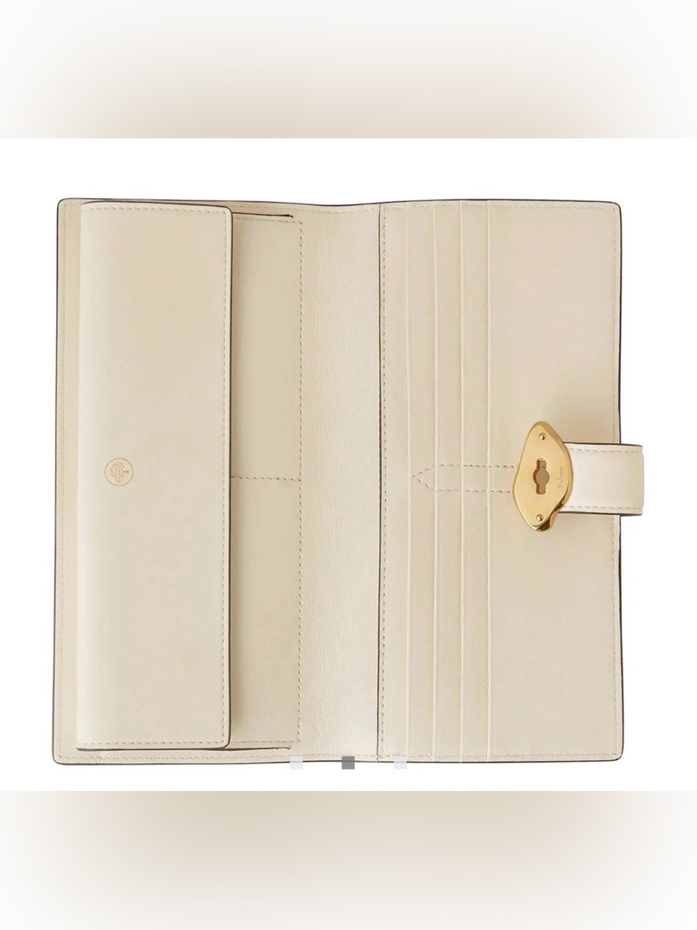 Mulberry Lana Long Bifold Wallet Chalk Leather Gold Foundry Lock - Picture 9 of 10